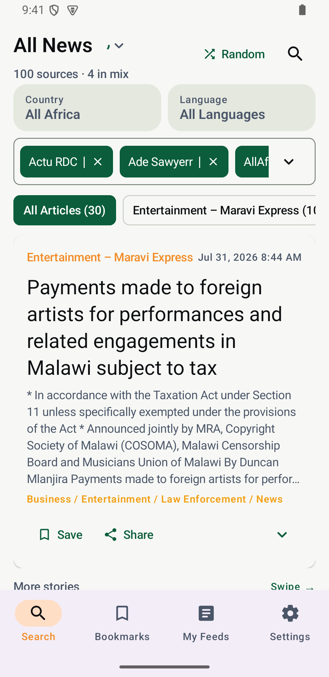 Choose sources by country and language